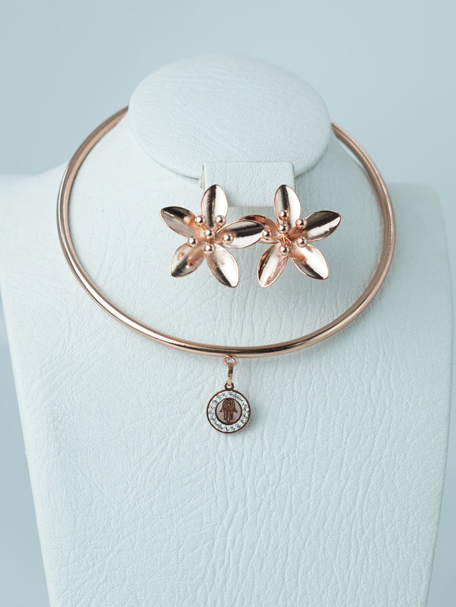 Set Collar y Aretes Rosa – Bisutería Elegante para Mujer