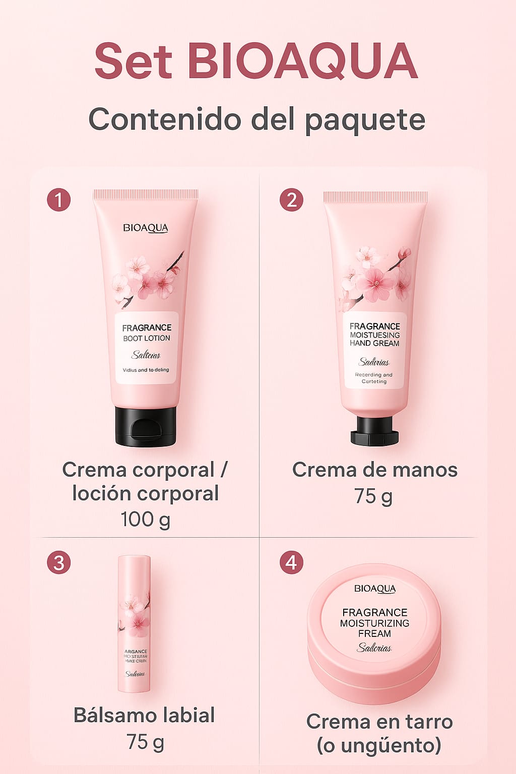Kit Hidratación BIOAQUA Sakura – Crema, Loción y Fragancia
