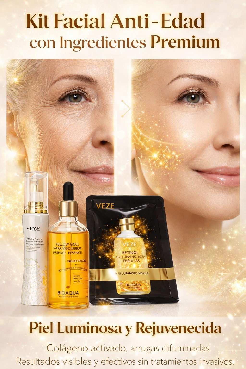 Combo Piel de Oro – Kit Facial Premium Antiedad YEZY