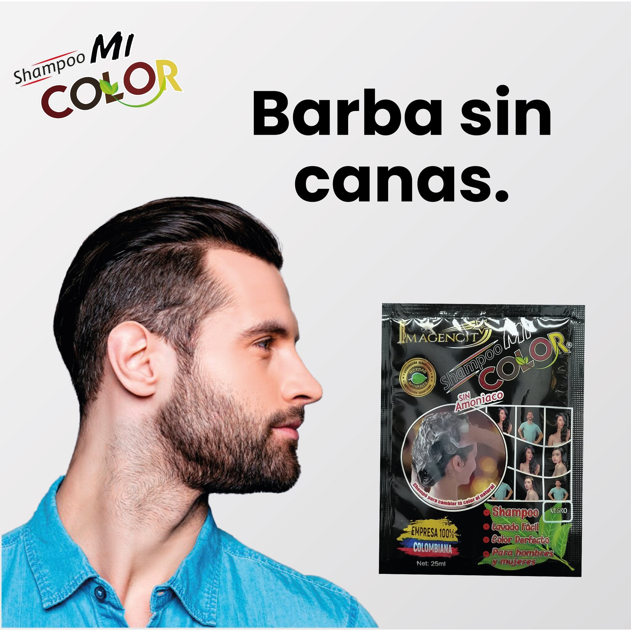 Shampoo Cubre Canas Negro — Sin Amoniaco, Natural y Duradero