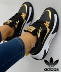 Tenis Dama Negro Dorado